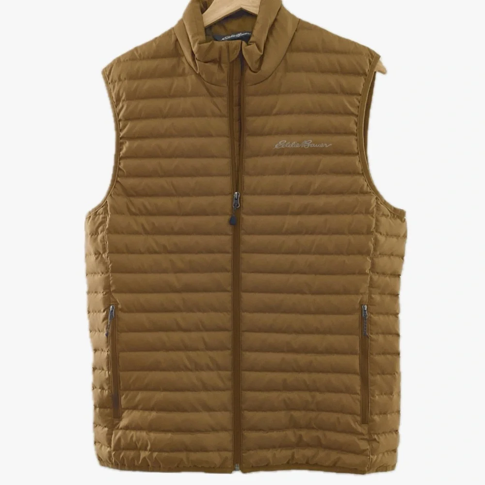 Eddie Bauer Men's Size Small Lightweight Packable Tan Puffer Vest